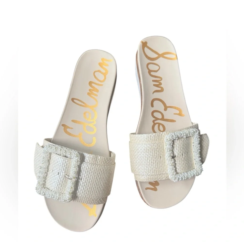 Sam Edelman Cream Slide Sandals - Picture 1 of 11
